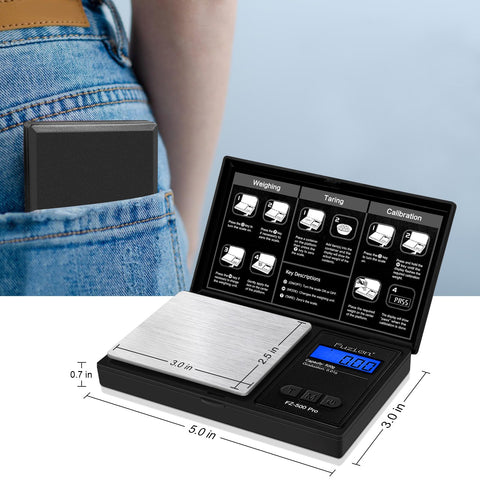 Peso de calibración de 100 g incluido para calibrar fácilmente.