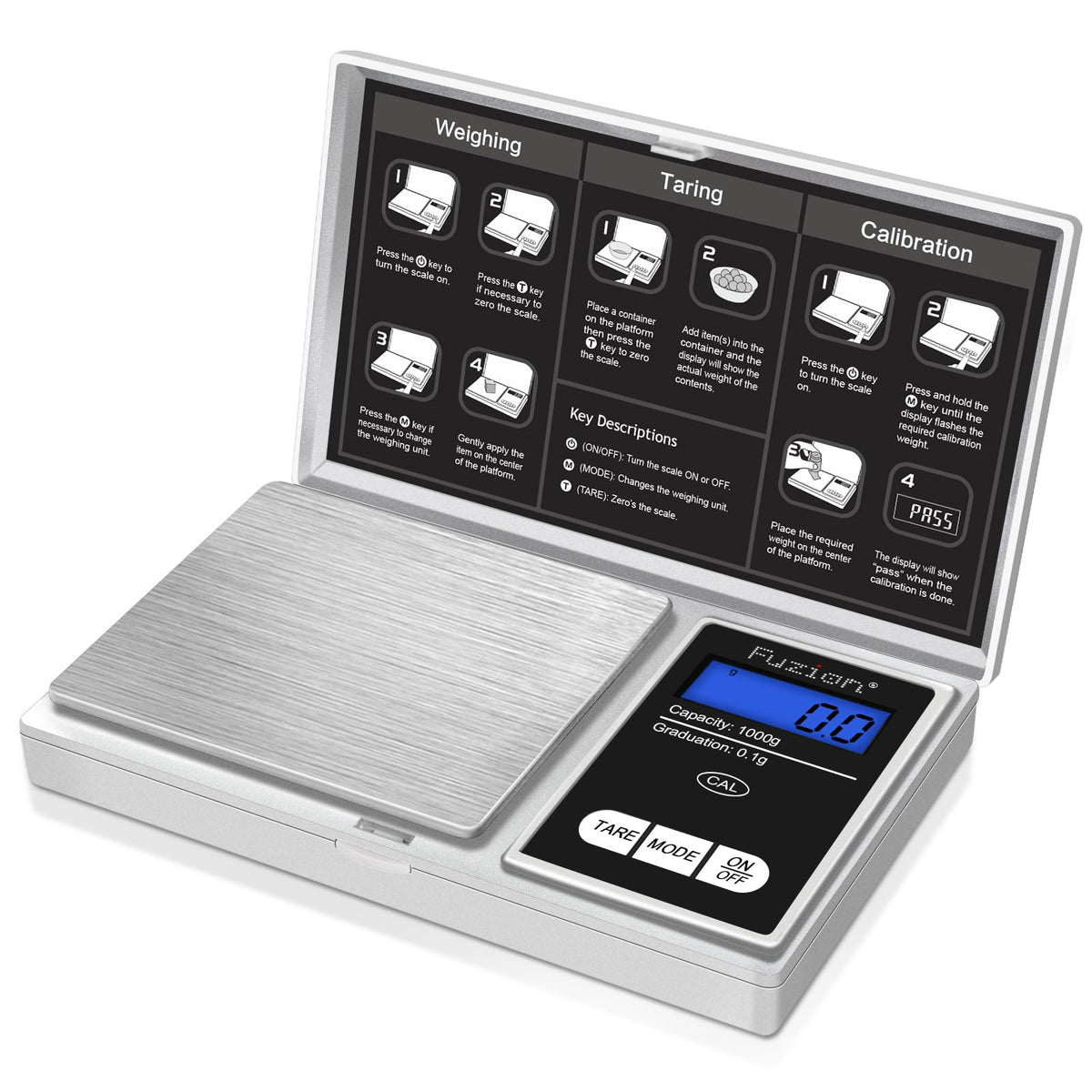 Fuzion Pocket Gram Scale, diseño compacto para llevar en viajes y bolsillos.