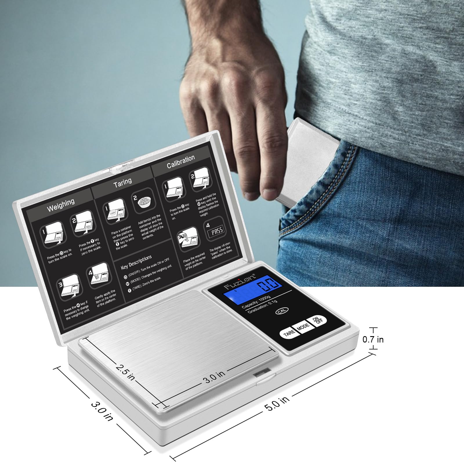 Fuzion Pocket Gram Scale, sensores de alta precisión para mediciones exactas.