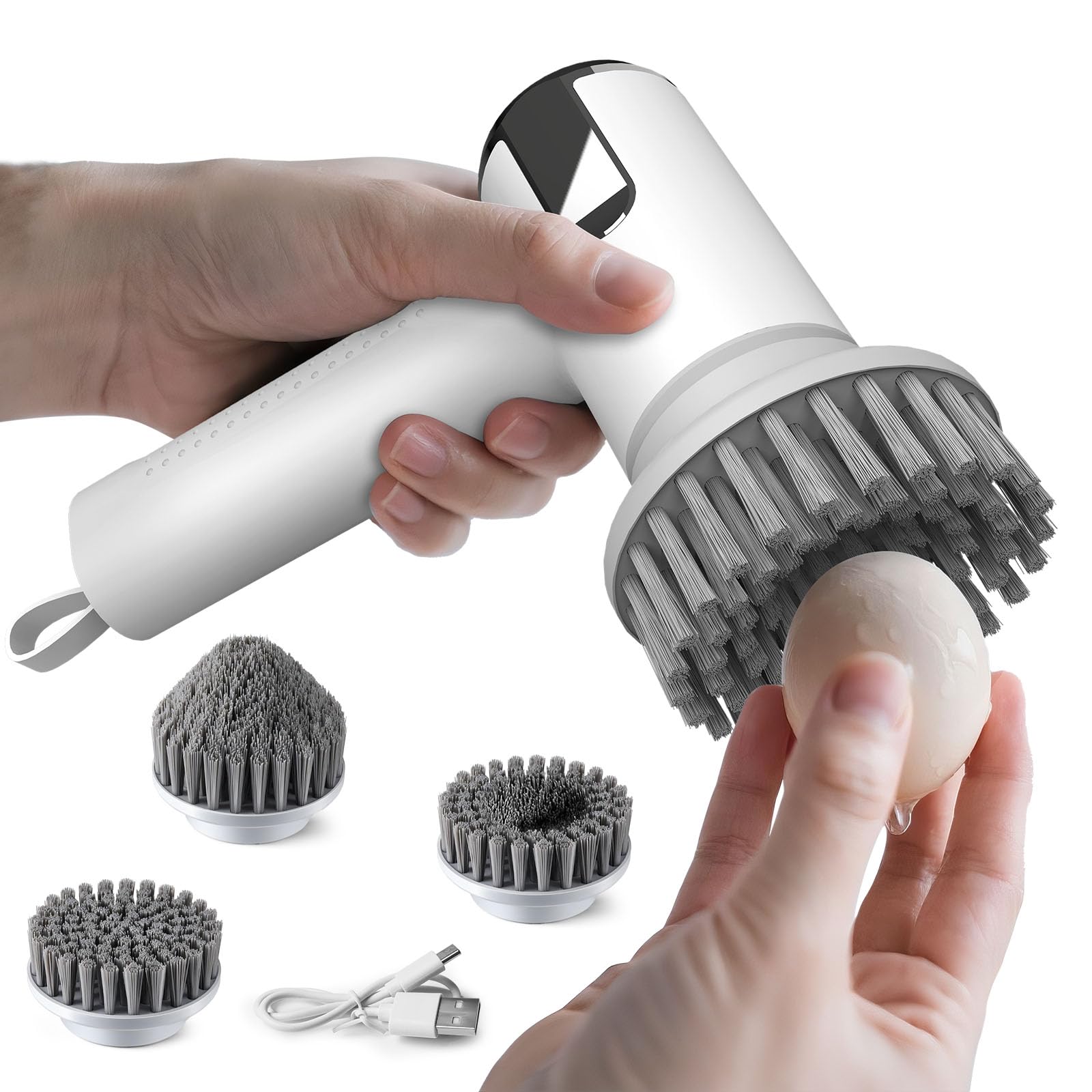 Limpador-huevos eléctrico Fuzqq en acción para limpieza rápida de huevos