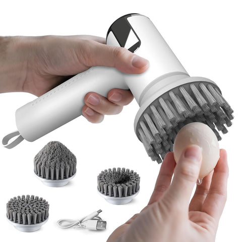 Limpador-huevos eléctrico Fuzqq en acción para limpieza rápida de huevos