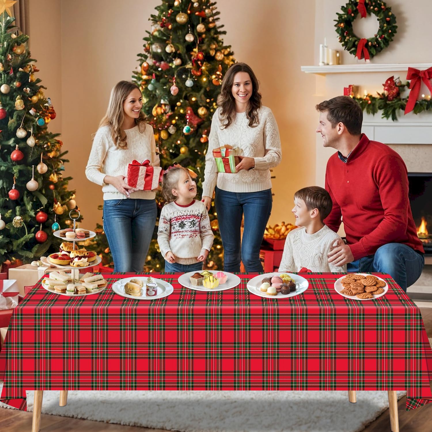 FVEOCR mantel detalle plaids navidad para ambiente festivo