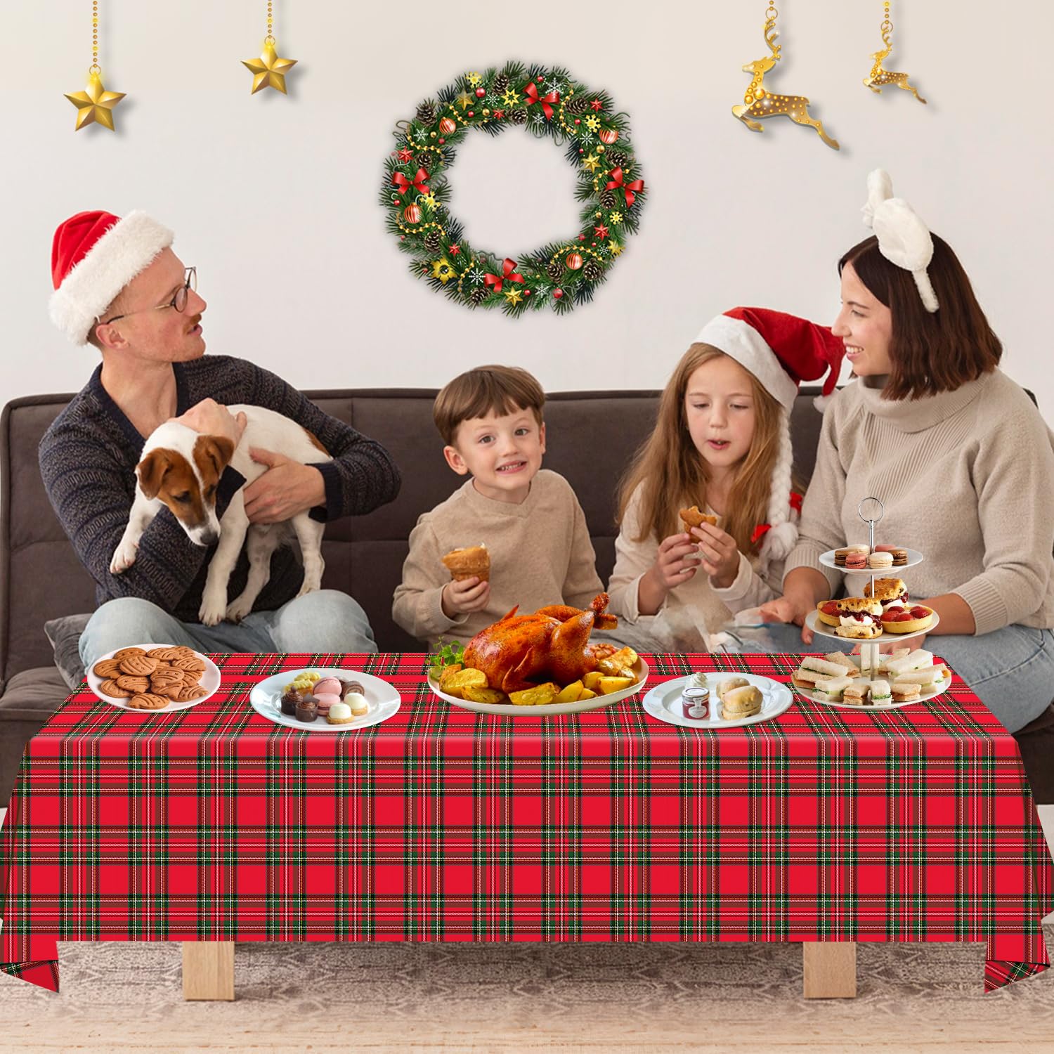 FVEOCR paquete de 4 manteles para fiestas familiares