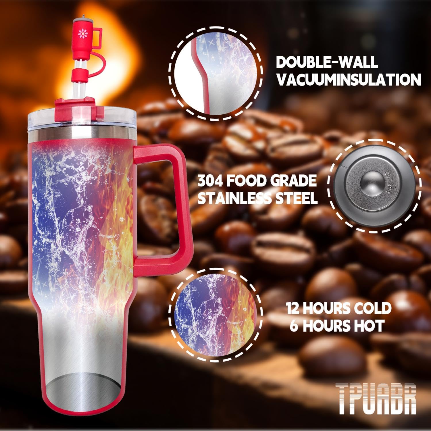 FVOTNW vaso térmico 40oz boca ancha facilita llenado y limpieza.