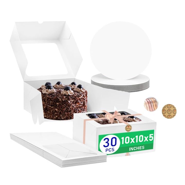 fwipiyo caja pastel 10x10x5 con tabla incluida para soporte y presentación.