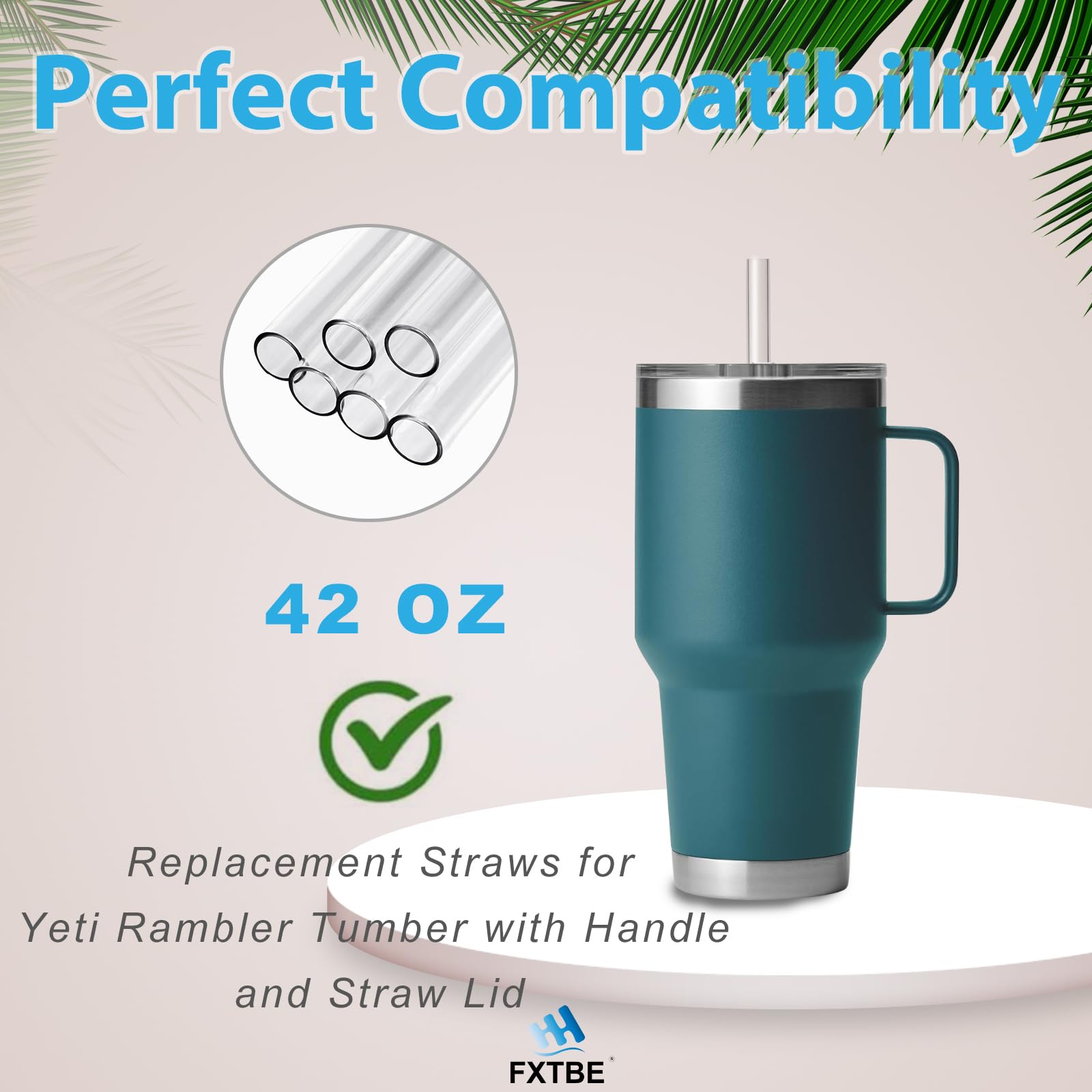 FXTBE juego de 6 pajillas transparentes para Yeti Rambler 42oz, útiles para compartir.