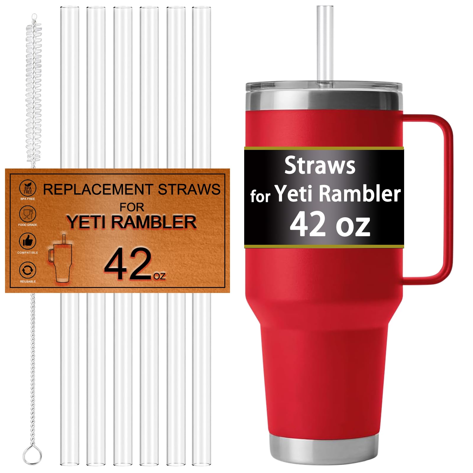 FXTBE pajillas para Yeti 42oz, reutilizables y duraderas para sorbos cómodos.