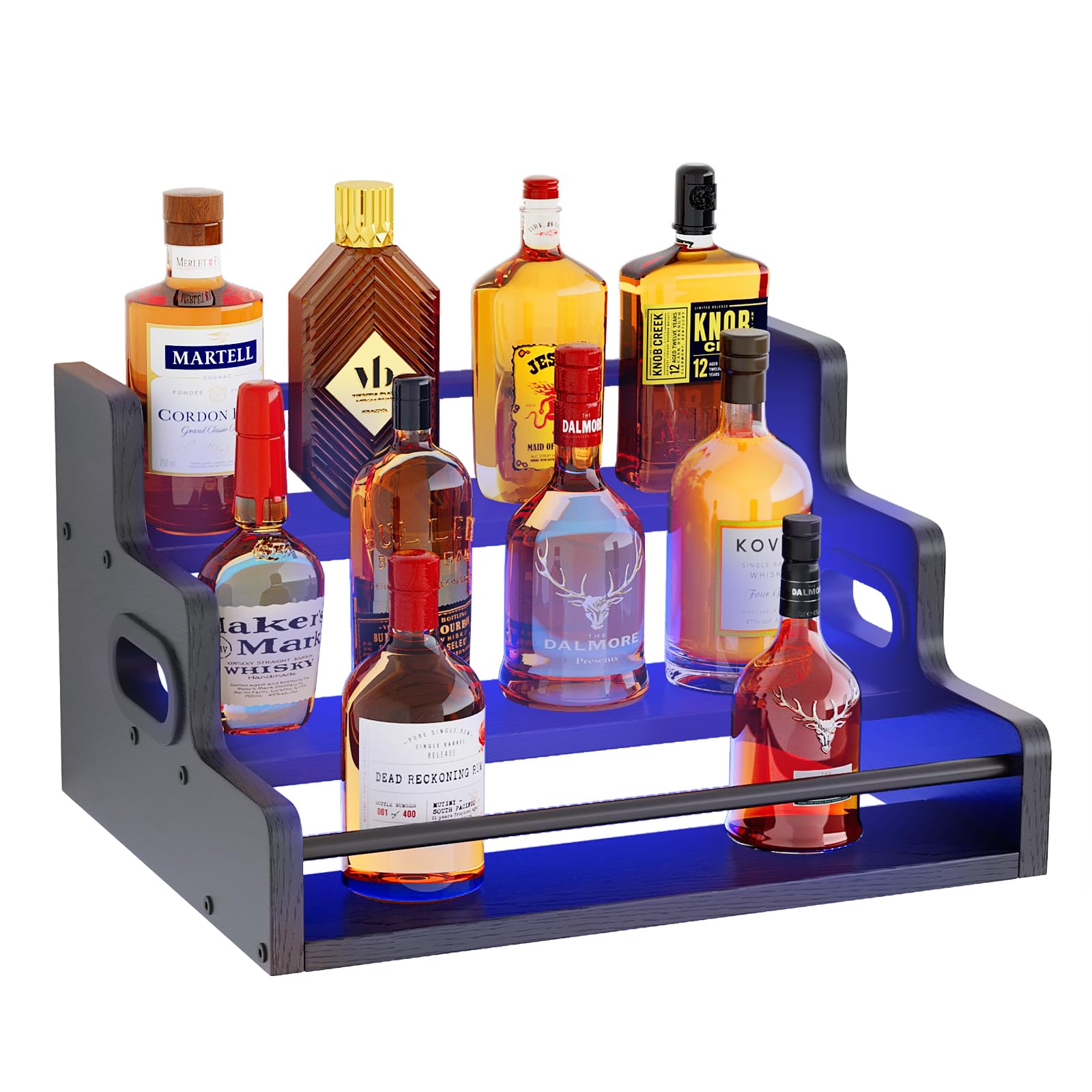 Fxacyem estante de licor 3 niveles con luz realza tu colección.