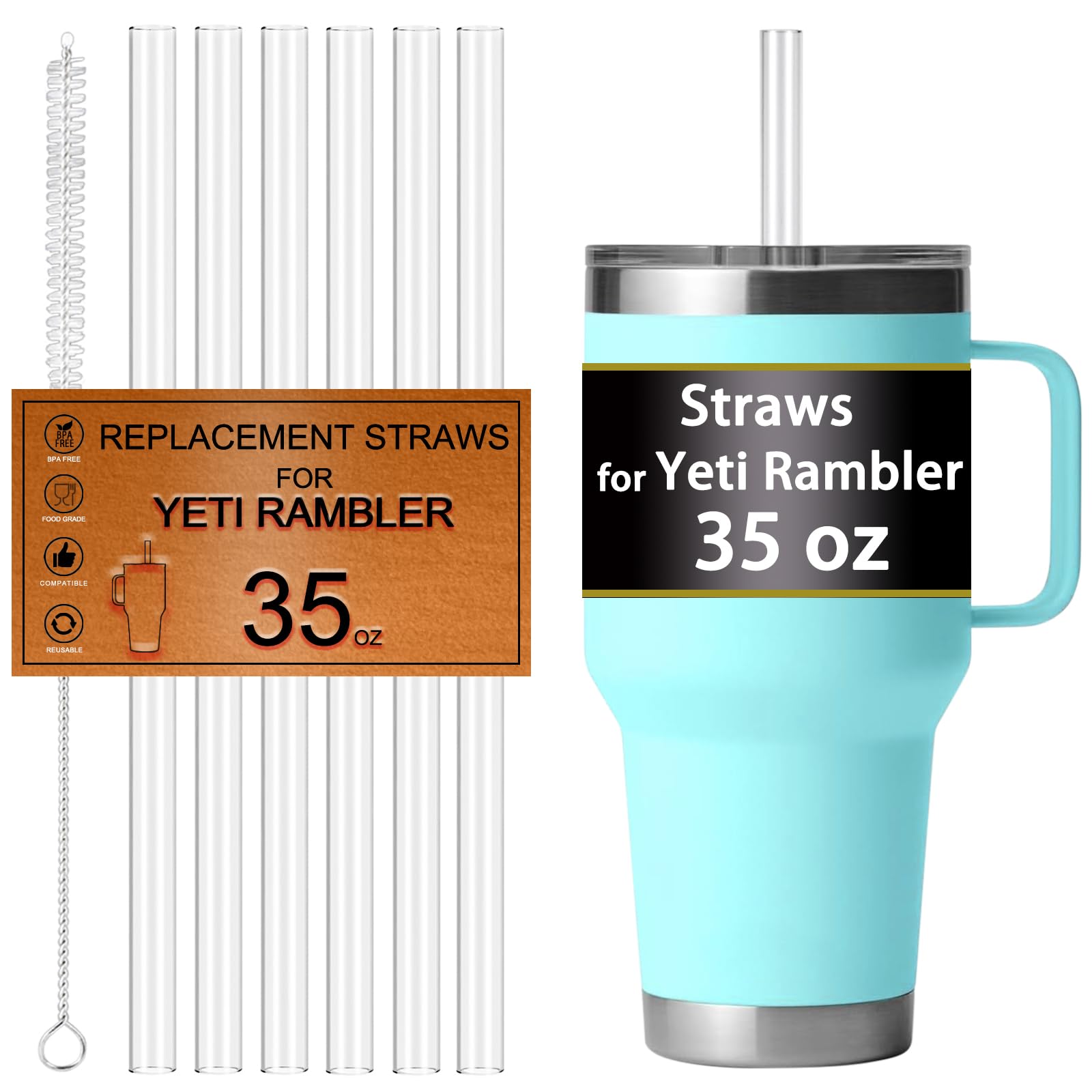 FXTBE paja para Yeti 35oz cristal, cómoda de usar y sin BPA