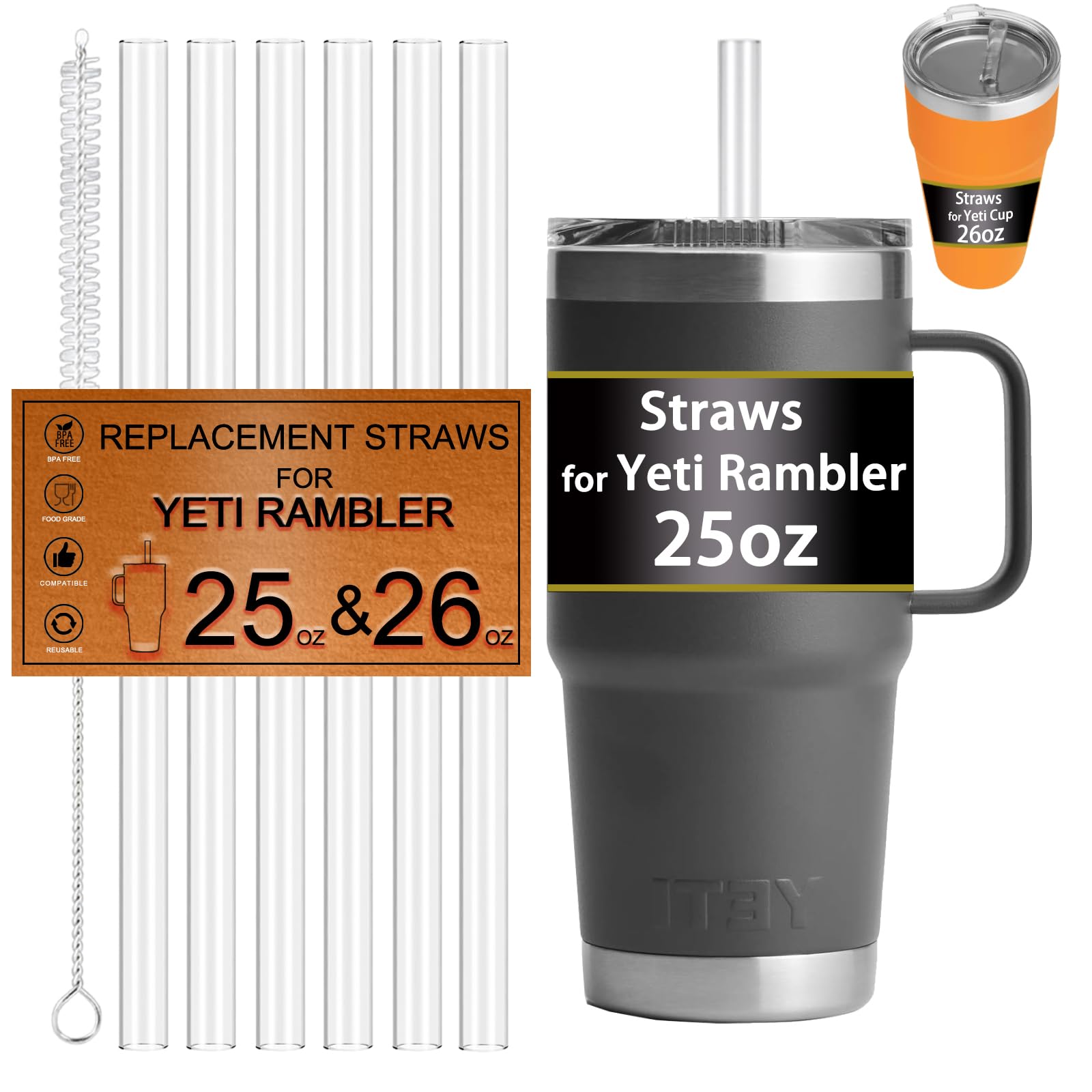 FXTBE pajillas de tritán para Yeti 25oz, reutilizables y seguras para bebidas.