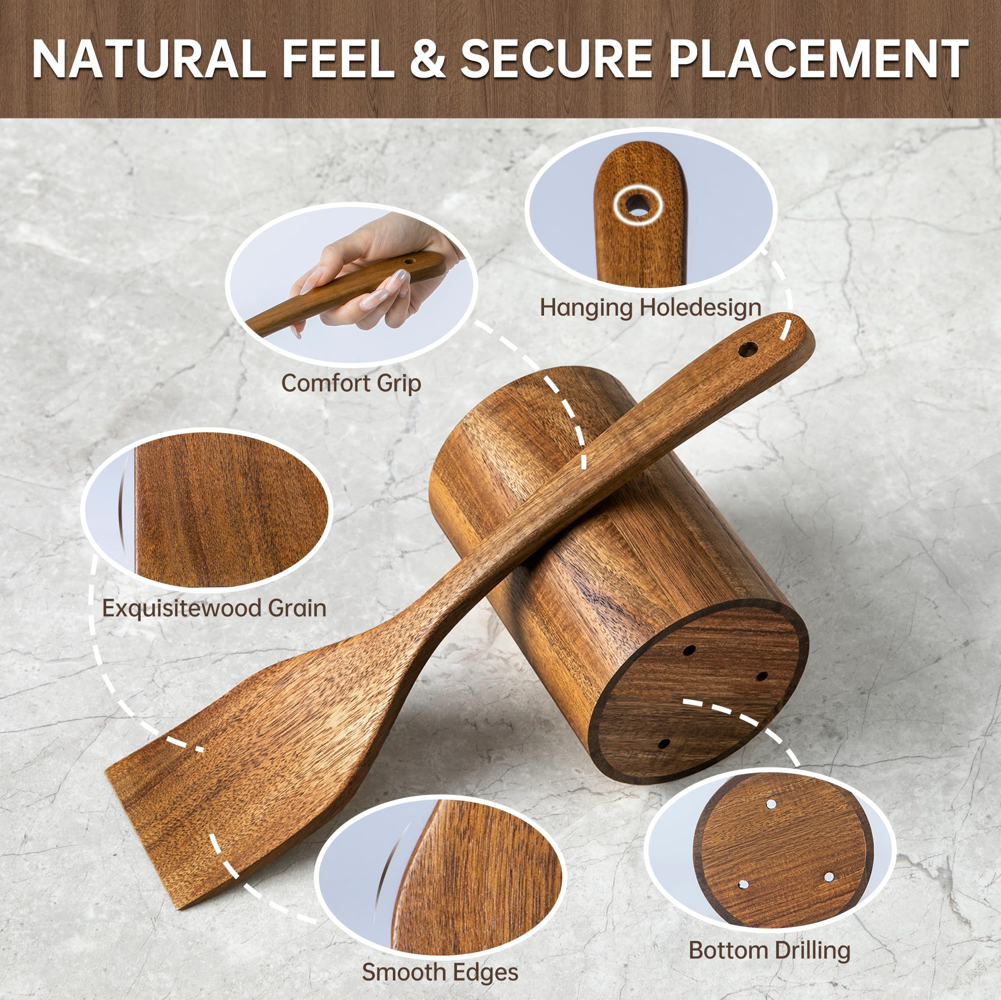 Fyctio: espátula de acacia diseño ergonómico para mayor control.