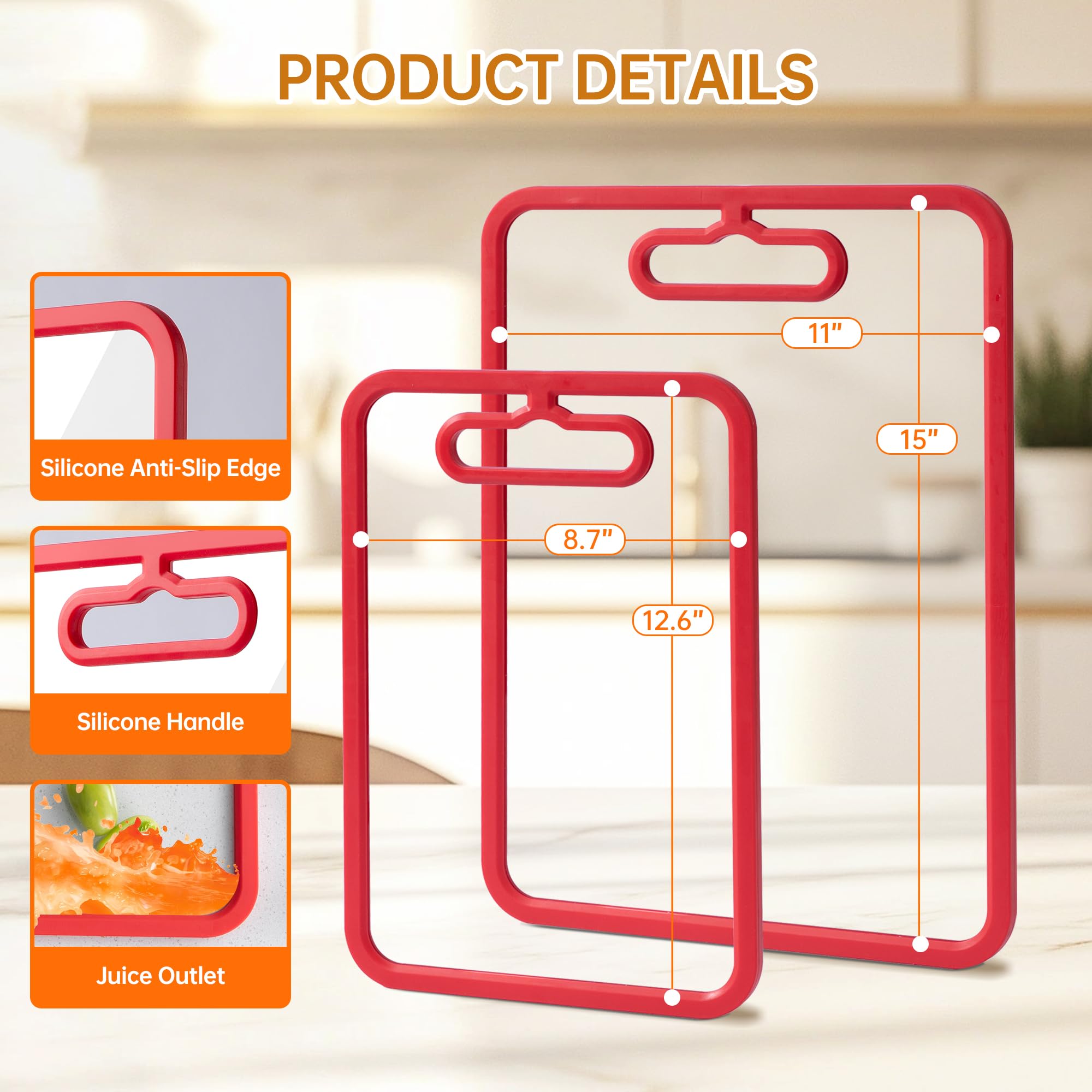 Fyctio tabla de vidrio rojo ideal para carnes, verduras y otros ingredientes