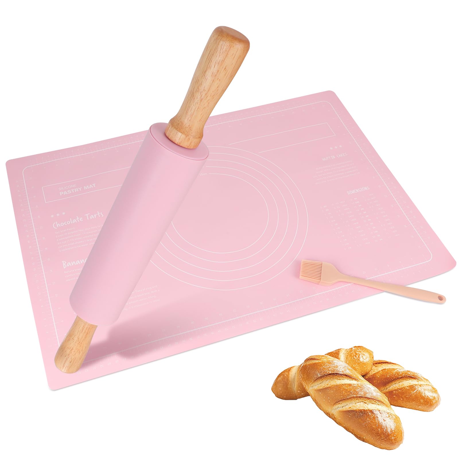 Fymlhomi rulador de silicona 15 pulgadas, superficie antiadherente para masas lisas.