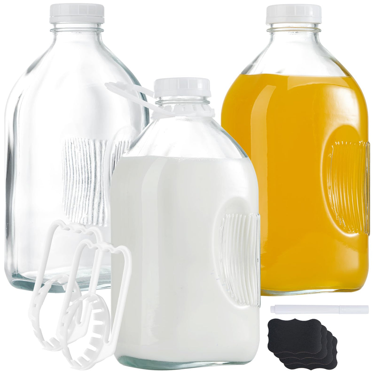 FyndraX jarra de leche de vidrio con tapa hermética para conservar la frescura.