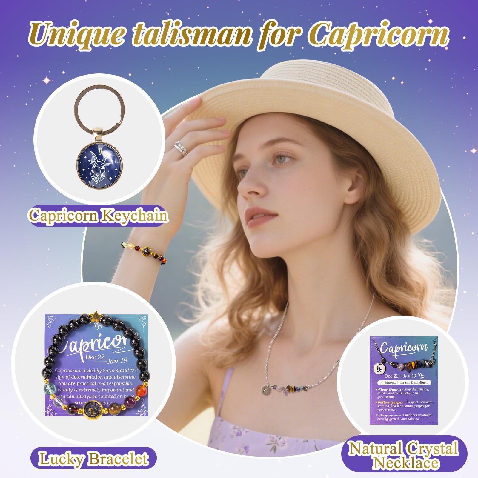Fyroax pulsera con piedras de nacimiento Capricornio, energía simbólica para la jornada.