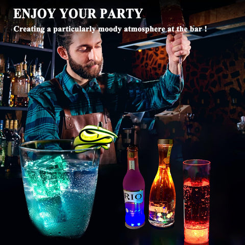 FYSHINE posavasos LED para bebidas con pilas reemplazables y más de 24 horas de uso.