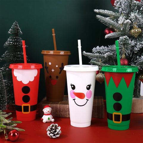 Copas FYSUIMU navidad con muñeco de nieve para bebidas frías