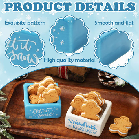 Dulcera mini FYSUIMU en cerámica blanca y azul, útil para pequeños bocadillos.