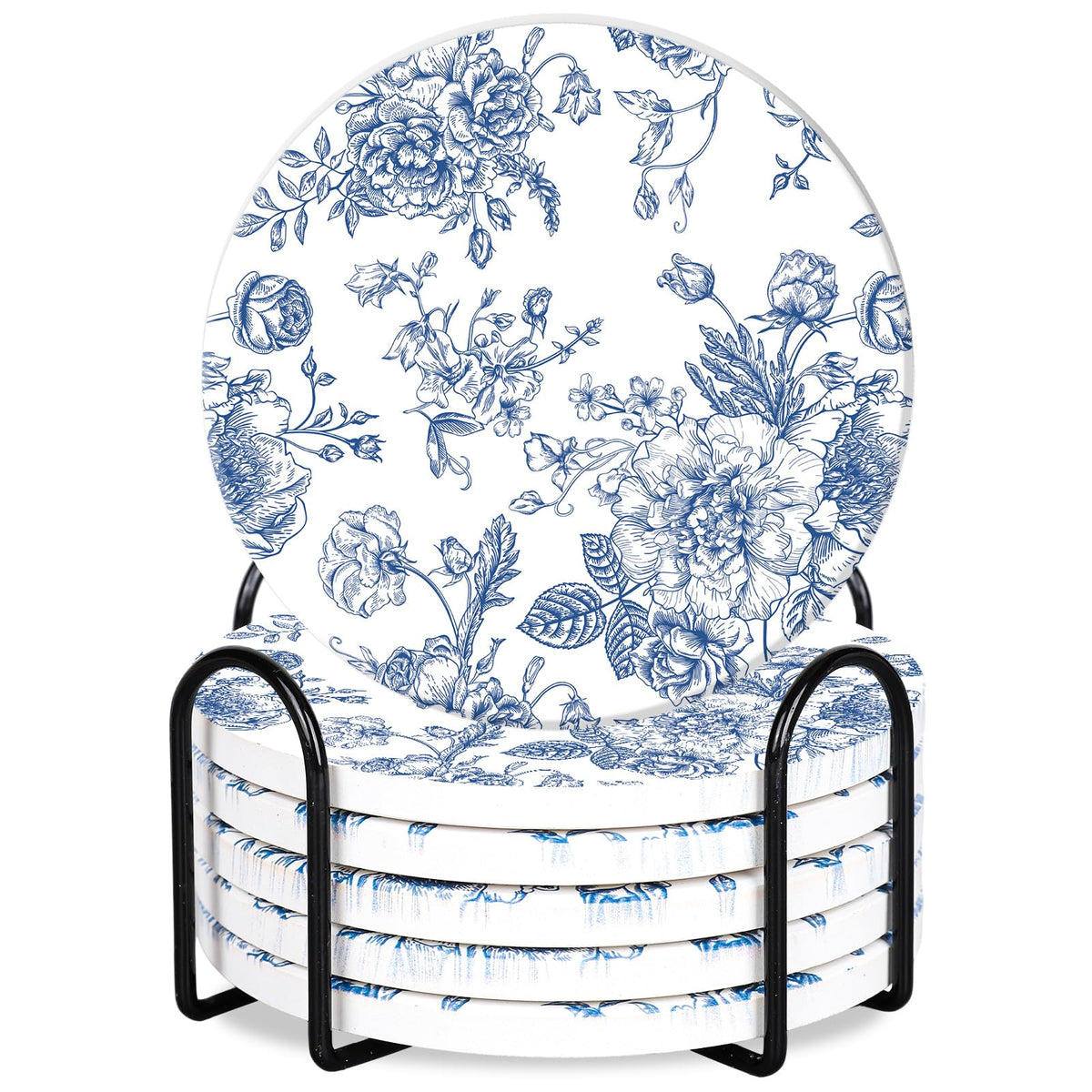 FYSUIMU posavasos florales azul blanco protege la mesa y añade estilo.