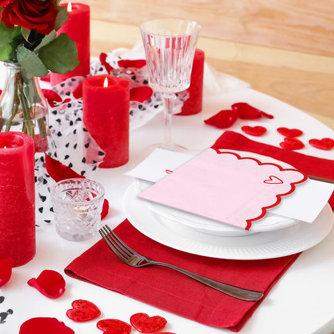 Conjunto de servilletas FYSUIMU rosadas y rojas para fiestas románticas