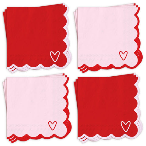 Servilletas FYSUIMU con corazones rosa y rojo para decorar y limpiar mesas