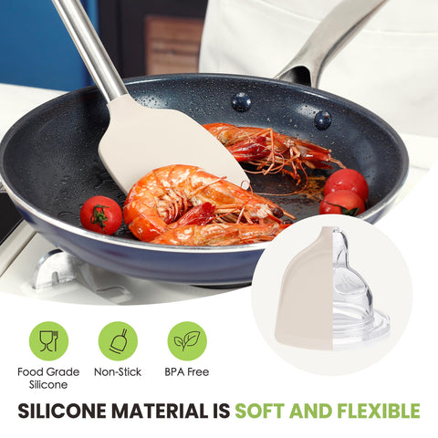 Utensilios fyvva que resisten hasta 230 °C para cocina con alto calor.