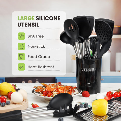 Fyvva utensilios de silicona resistentes al calor para cocinar con seguridad.