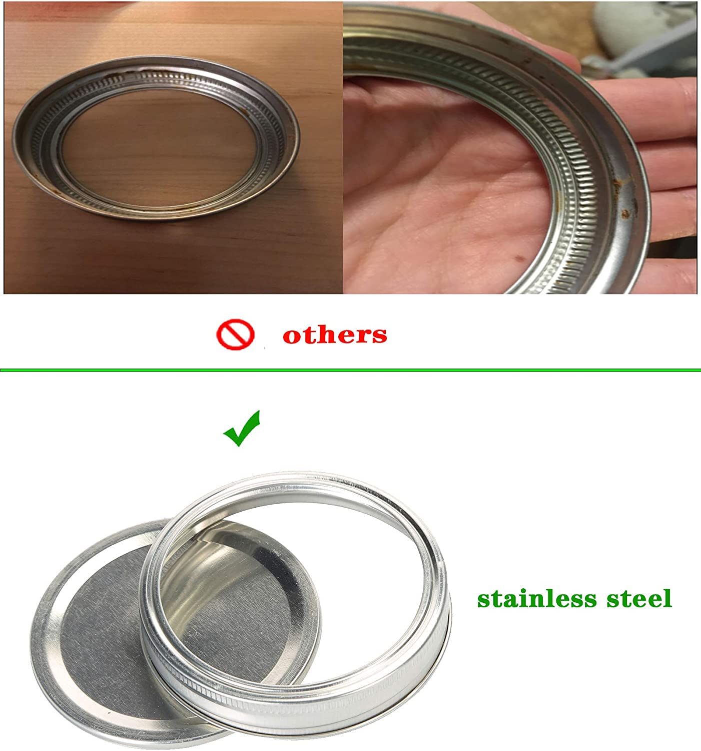 Anillos FZCWAHJK de acero inoxidable, reutilizables para tarros Mason.
