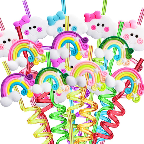 Pajitas arcoiris con nubes de FZR Legend, ideales para fiestas infantiles.