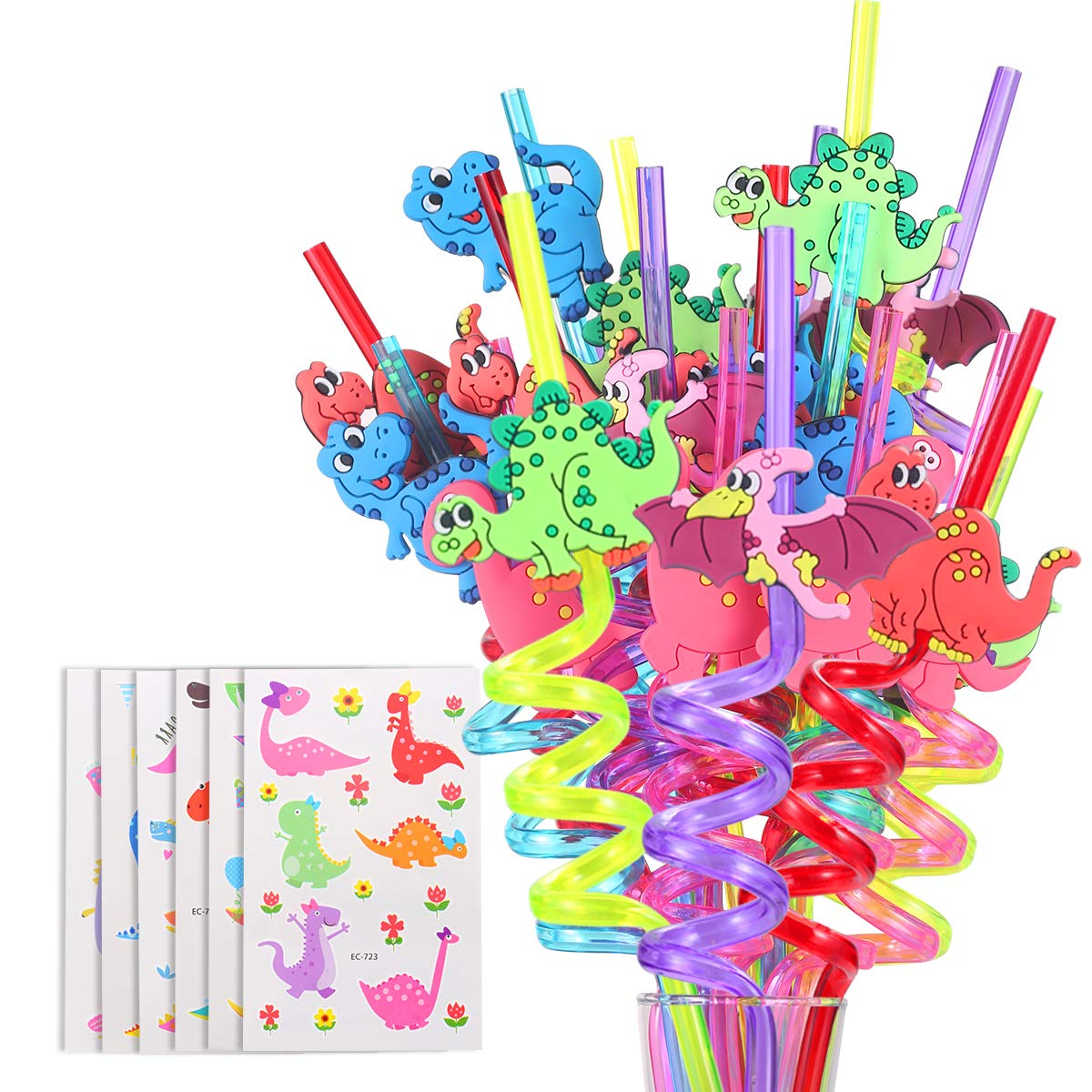 Pajitas de dinosaurio reutilizables de FZR Legend para bebidas en fiestas infantiles