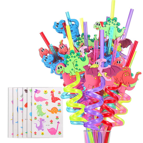 Pajitas de dinosaurio reutilizables de FZR Legend para bebidas en fiestas infantiles