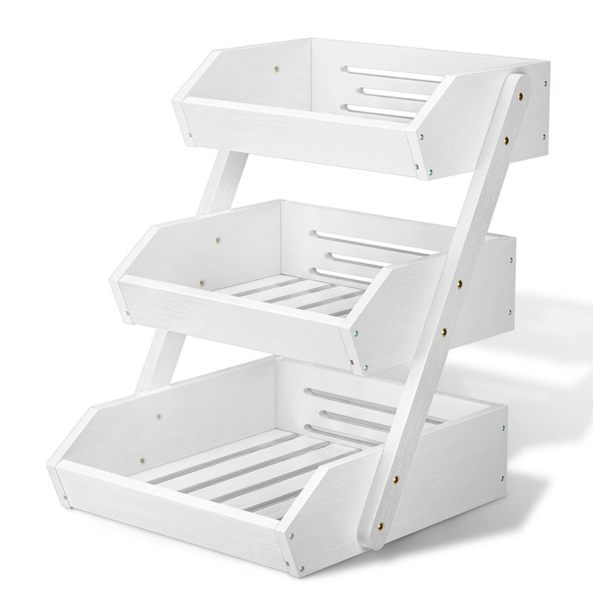 G.a HOMEFAVOR canasta-frutas-3-niveles-blanco, organización elegante y ventilación para frutas.