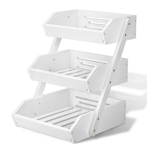 G.a HOMEFAVOR canasta-frutas-3-niveles-blanco, organización elegante y ventilación para frutas.