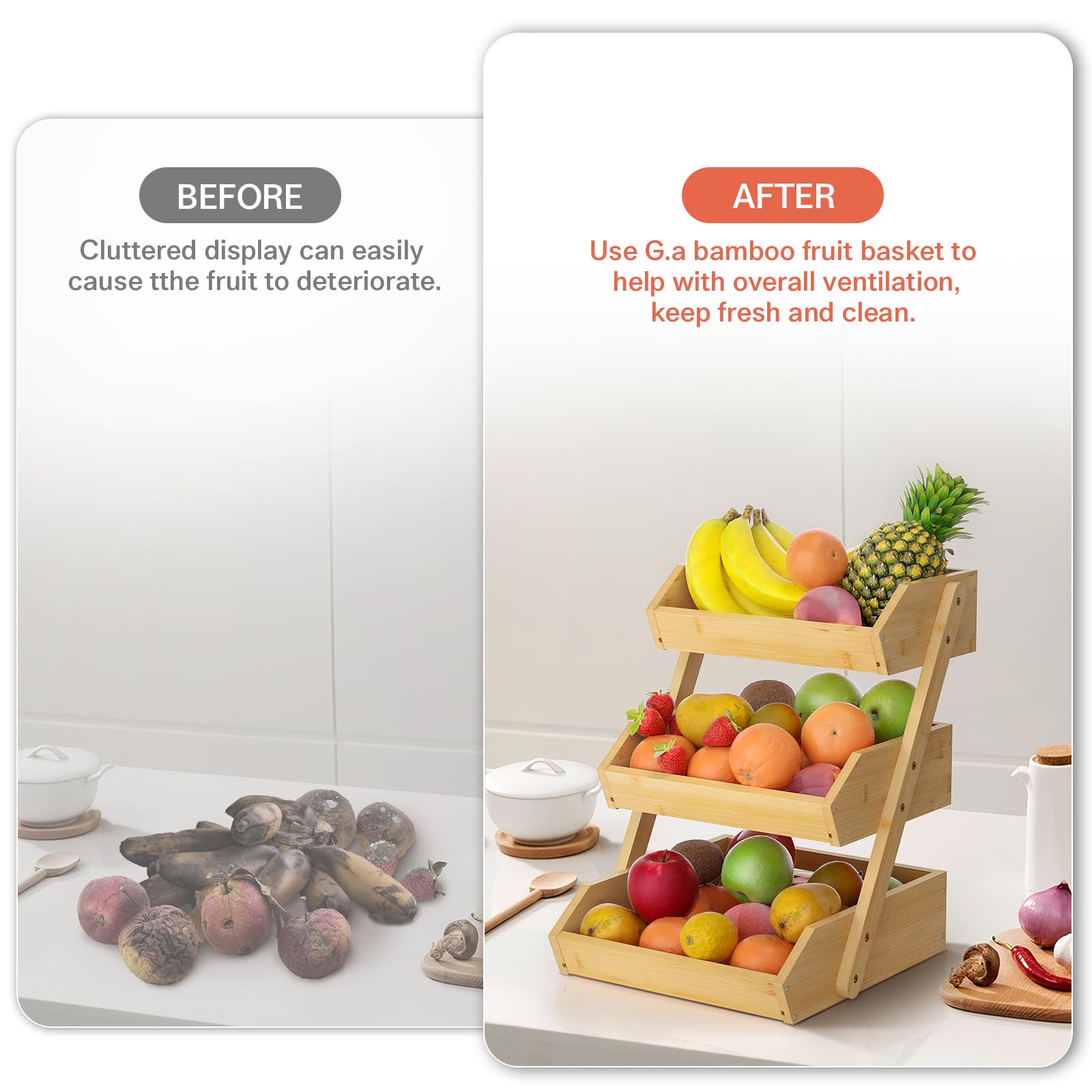 G.a HOMEFAVOR en encimera, fácil acceso a frutas y verduras.