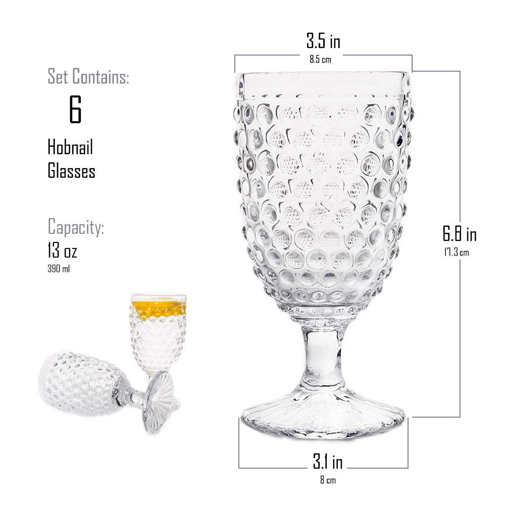 Vasos de cristal claros de G Hobnail para bebidas frías.