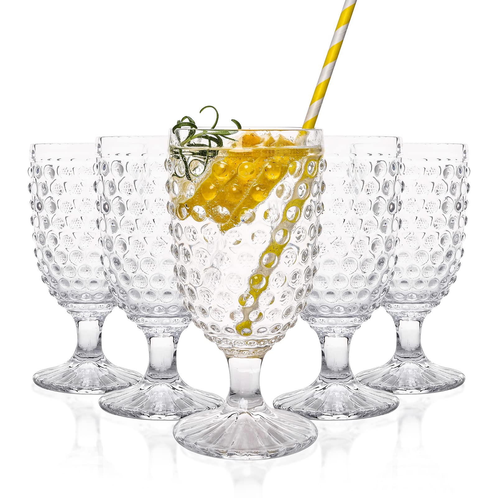 Vasos Hobnail de G listos para cenas y fiestas.