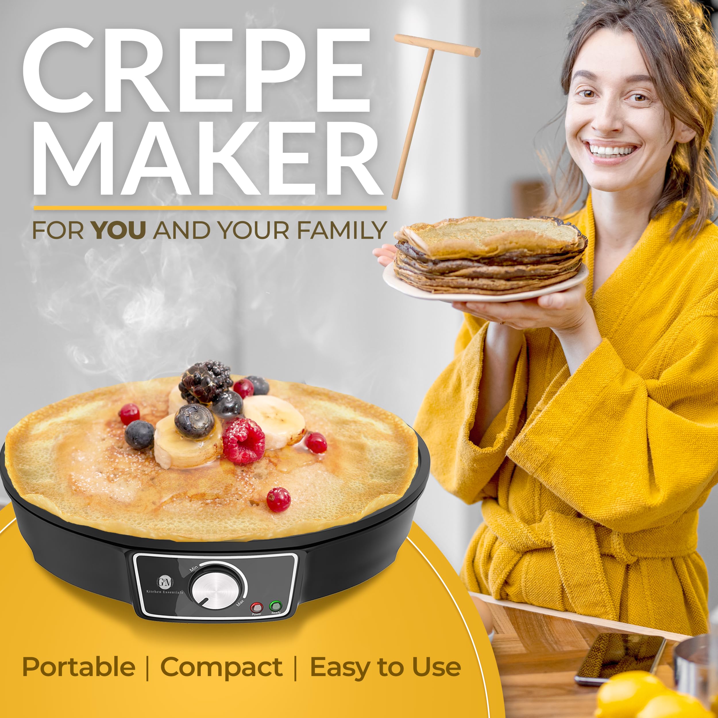 G&M Kitchen Essentials: plancha para crepes antiadherente de 12 pulgadas, ideal para desayunos.