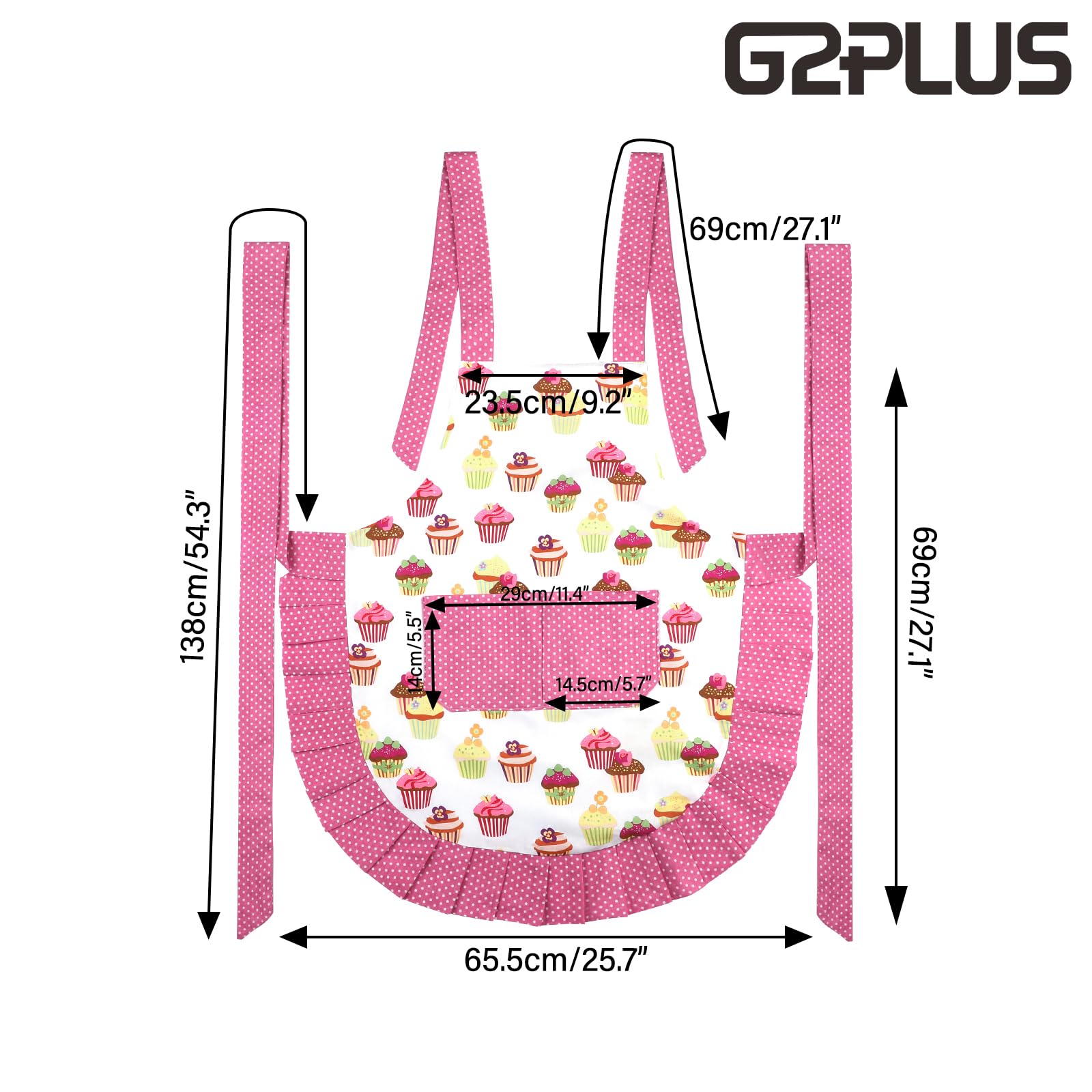 Delantal G2PLUS con lazos largos para cuello y cintura, ajuste cómodo