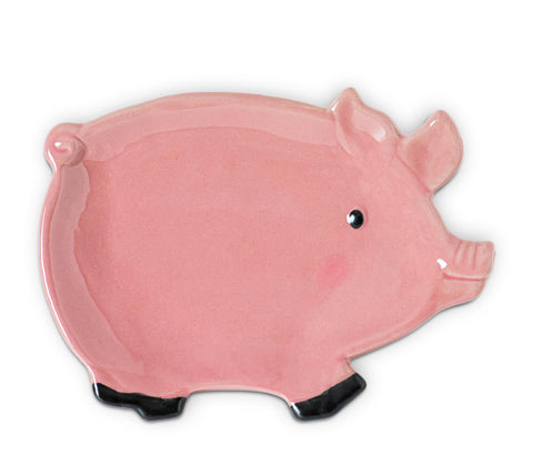 Gabroc reposacucharas cerámico con cerdito rosa para utensilios secos y limpios