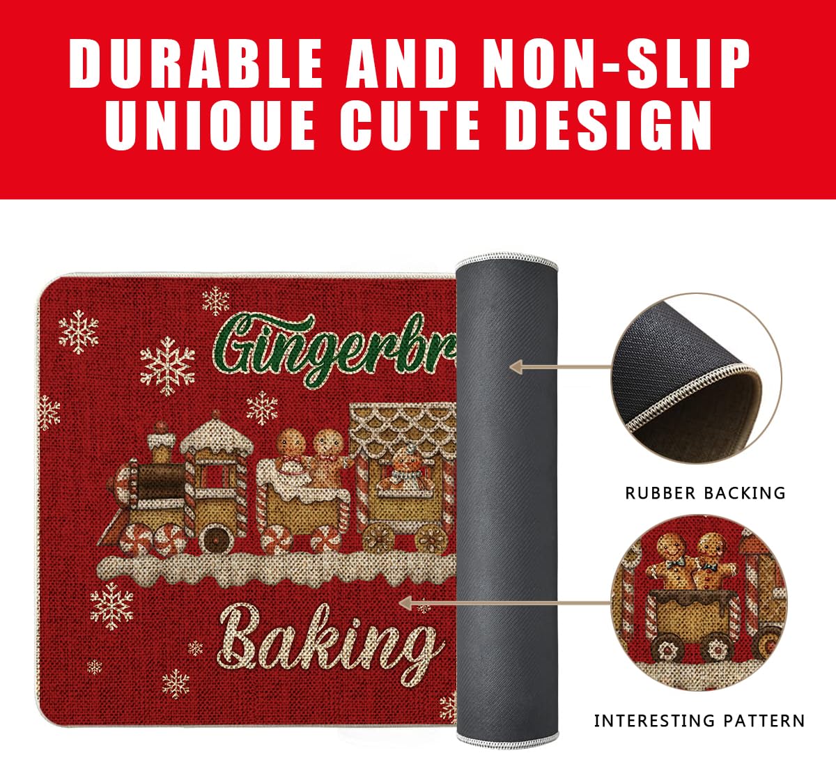 Juego de dos alfombras GAGEC Gingerbread para decoración funcional en cocina y entradas.