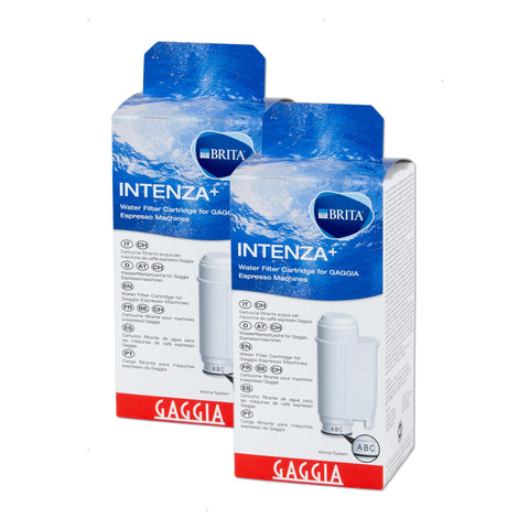 Gaggia Intenza filtro de agua, paquete doble, frente del producto para instalación rápida.