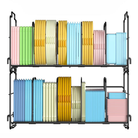 GAGUIUP organiza tapas apilables en acero, ideal para gabinetes y mostradores.