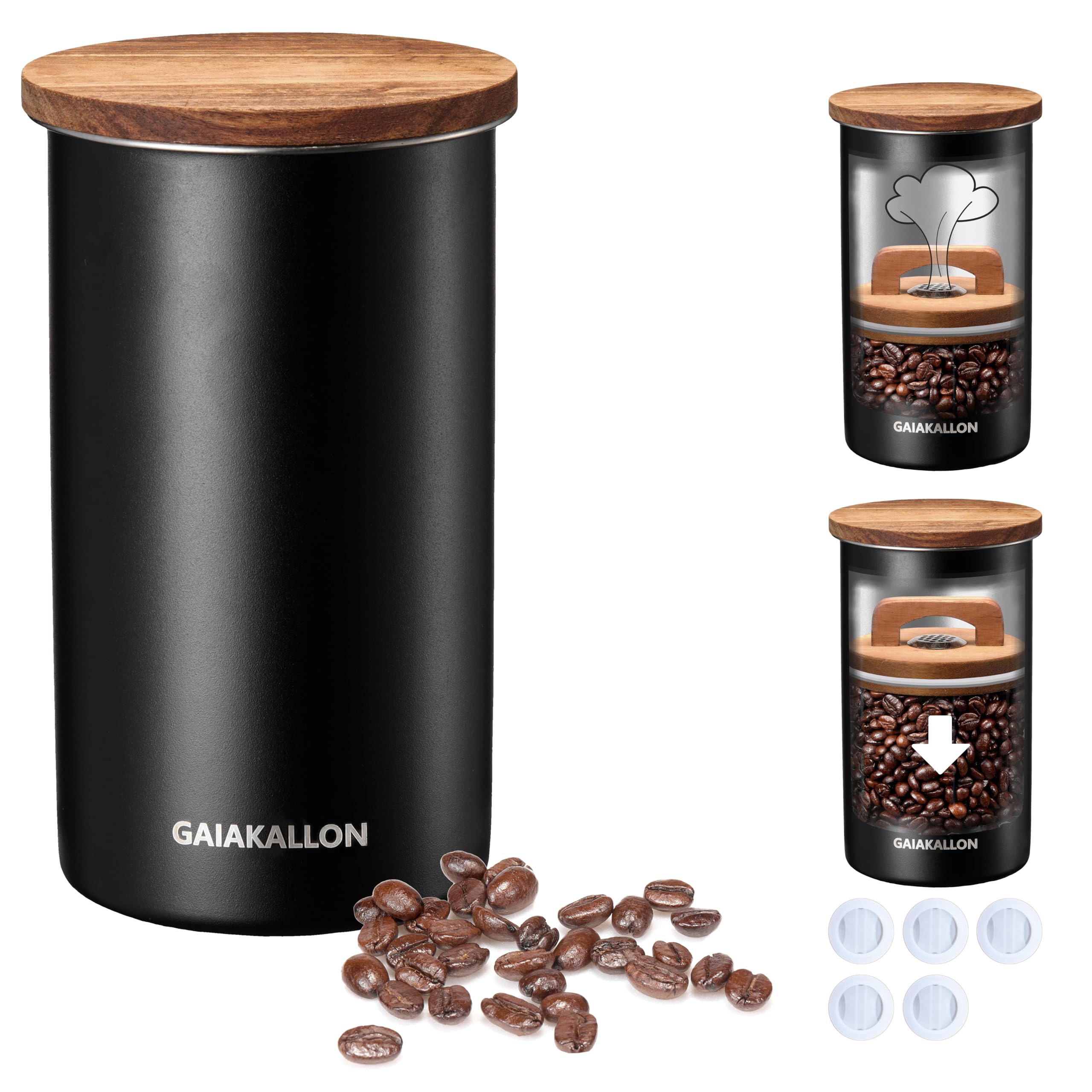 GAIAKALLON contenedor de café con tapa aislante que mantiene aroma