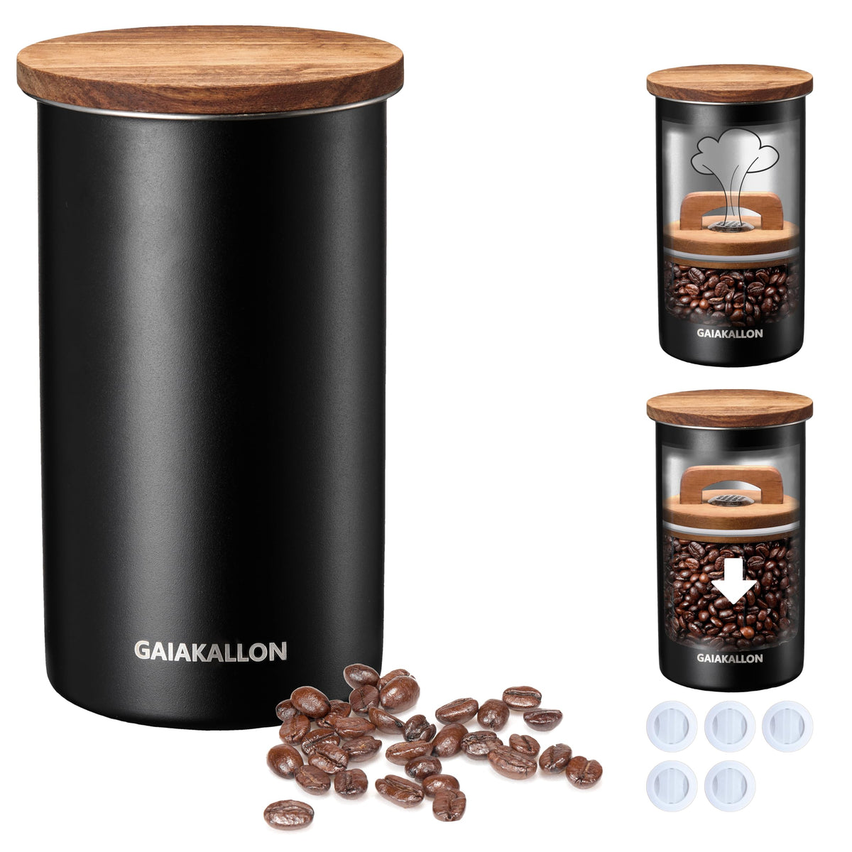 GAIAKALLON contenedor de café con tapa aislante que mantiene aroma