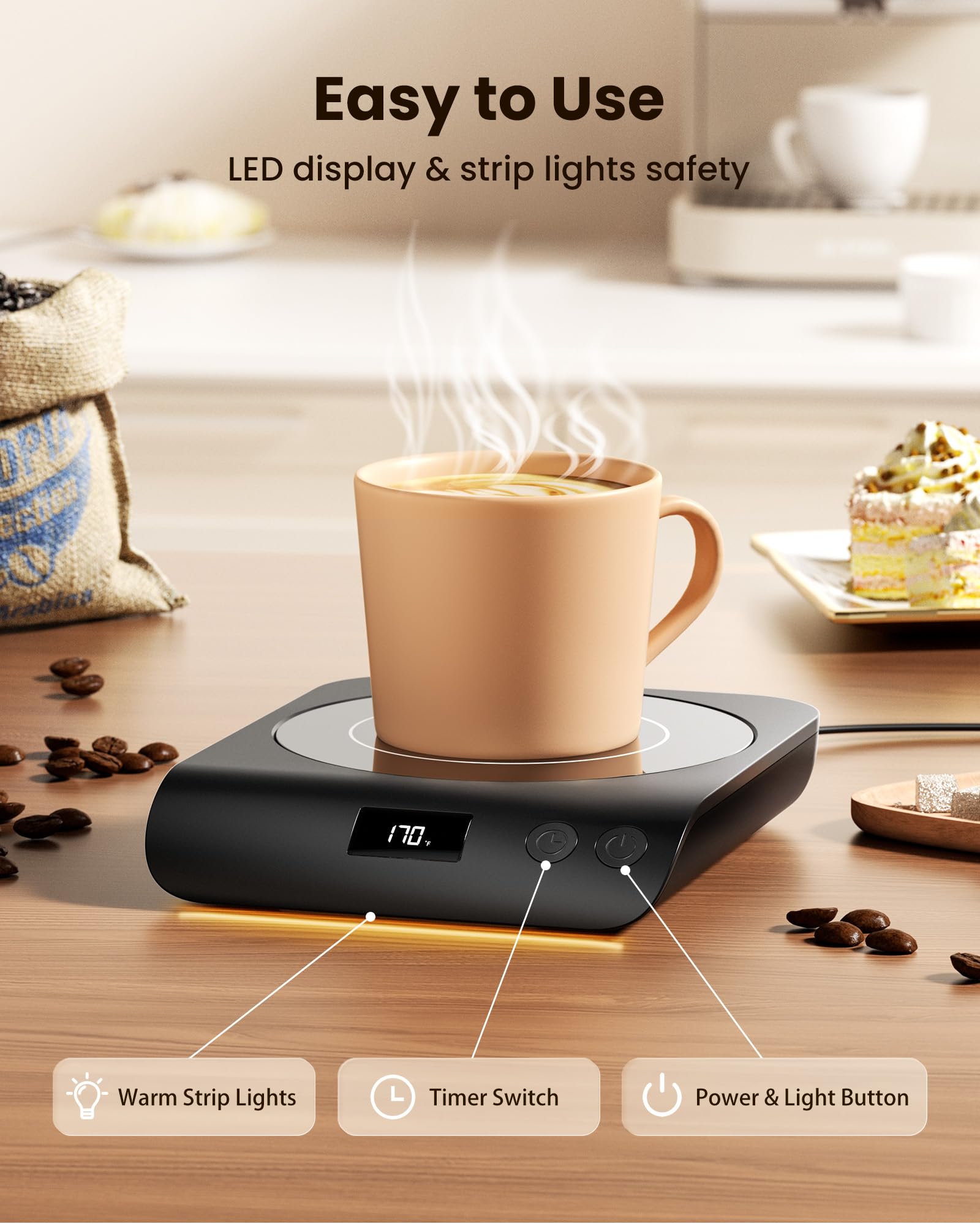 Gaiatop diseño ergonómico con superficie de vidrio conductor, fácil de limpiar.