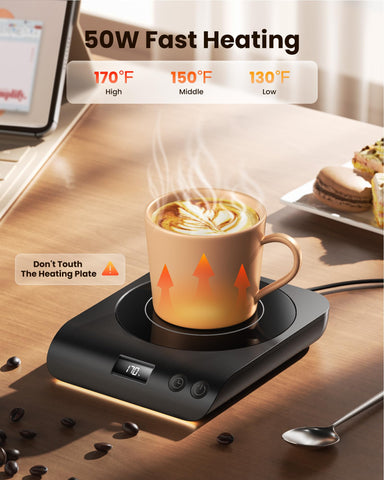 Gaiatop placa calentante grande para tazas, ideal para cerámica y acero.