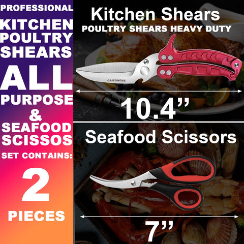 Tijeras GAIFONGRE para pollo y pescado, corte rápido y control cómodo.