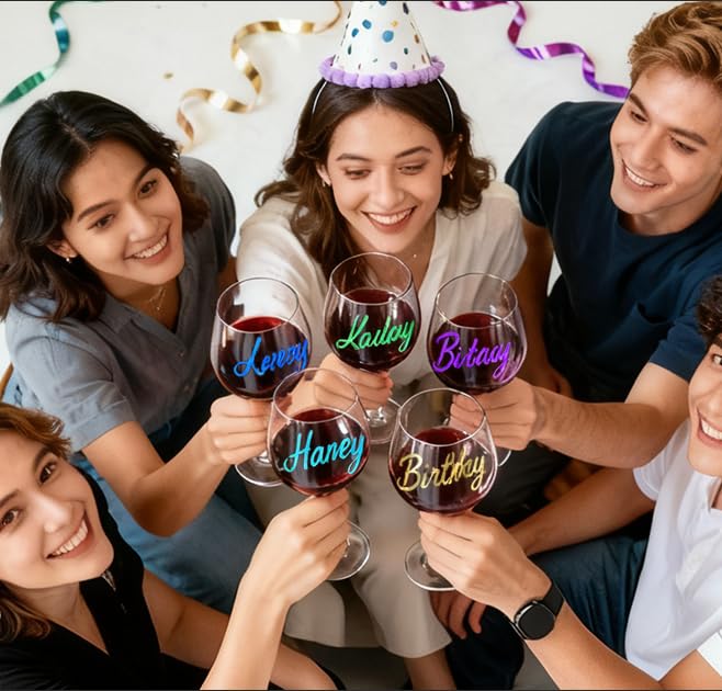 GAINWELL marcadores metálicos para copa de vino dorada, toque festivo y seguro para alimentos