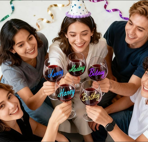 GAINWELL marcadores metálicos para copa de vino dorada, toque festivo y seguro para alimentos