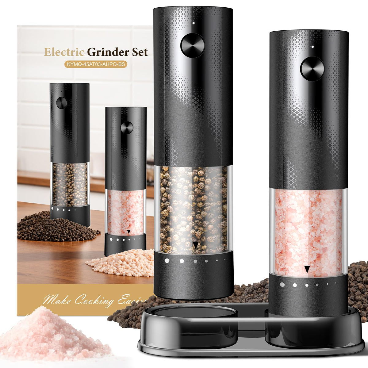 Gaivis Molinillos eléctricos de sal y pimienta en 2 pack para sazonar con precisión.